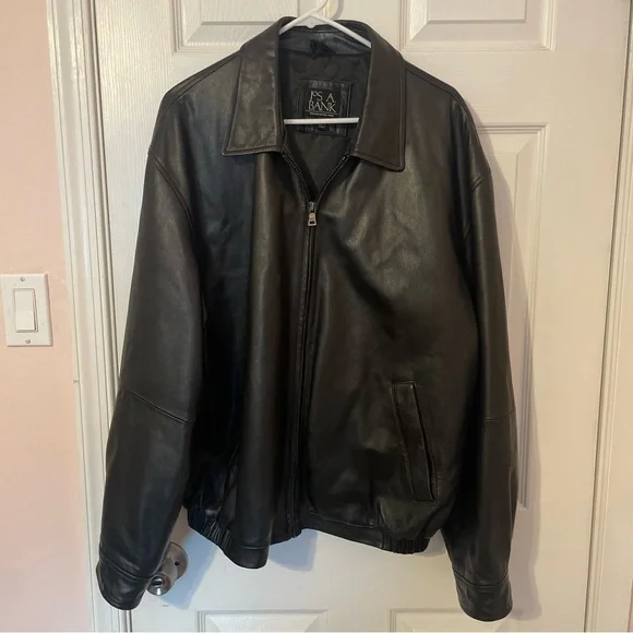 Men’s Genuine Leather Black Bomber Jacket - Picture 1 of 11